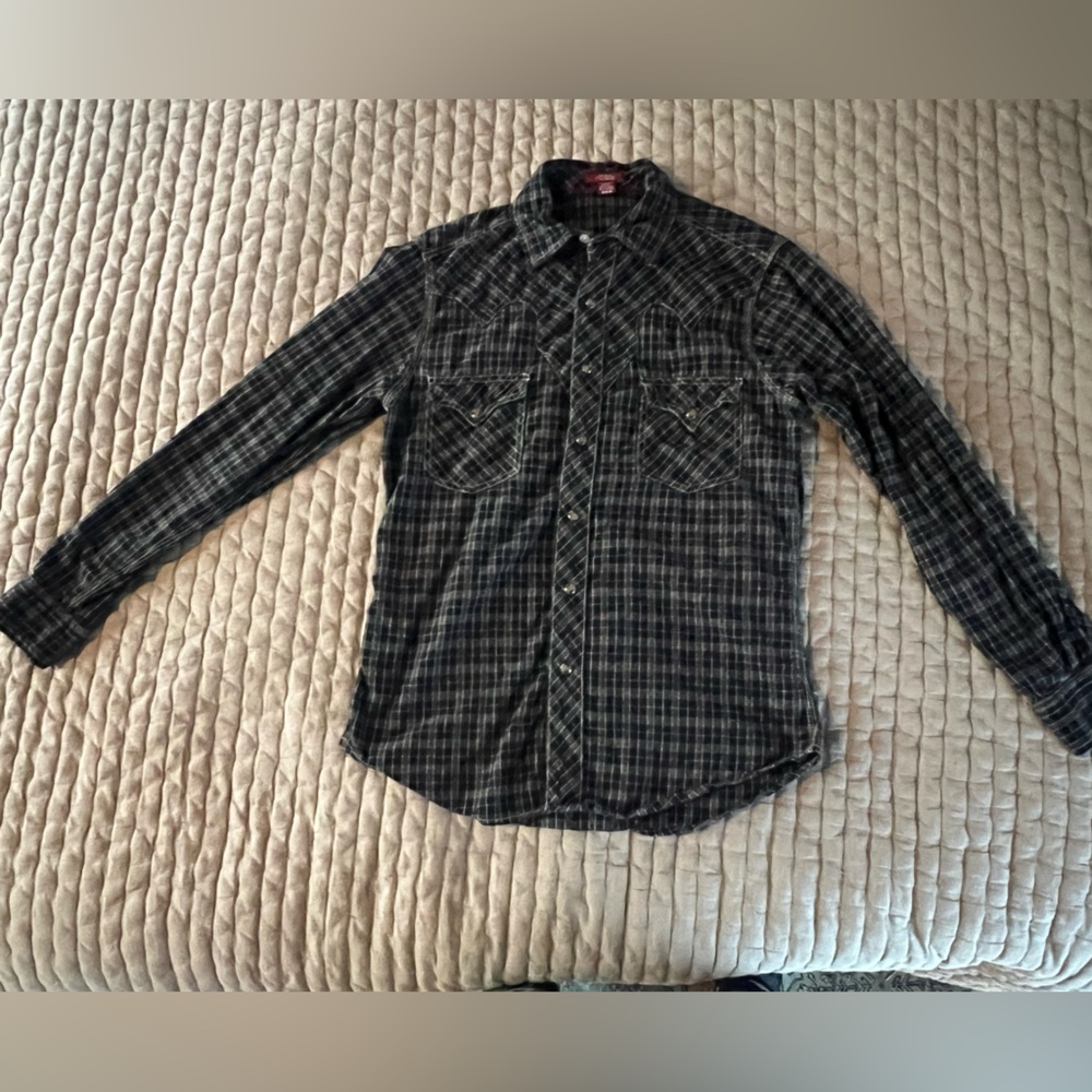 Sweet Western Shirt! Arizona Jean Company Black and White Plaid Shirt